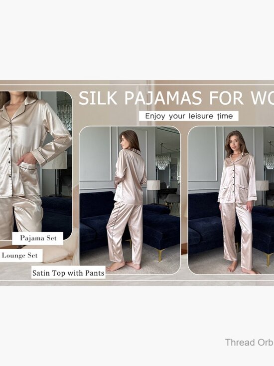 Satin Silk Pajama Set Long Sleeve Button Down Lounge Wear XXL - Picture 7 of 7